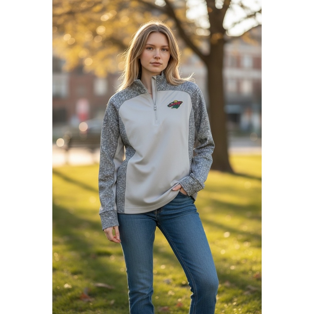 Minnesota Wild NHL Levelwear Siren Womens XS Quarter Zip Pullover Gray New